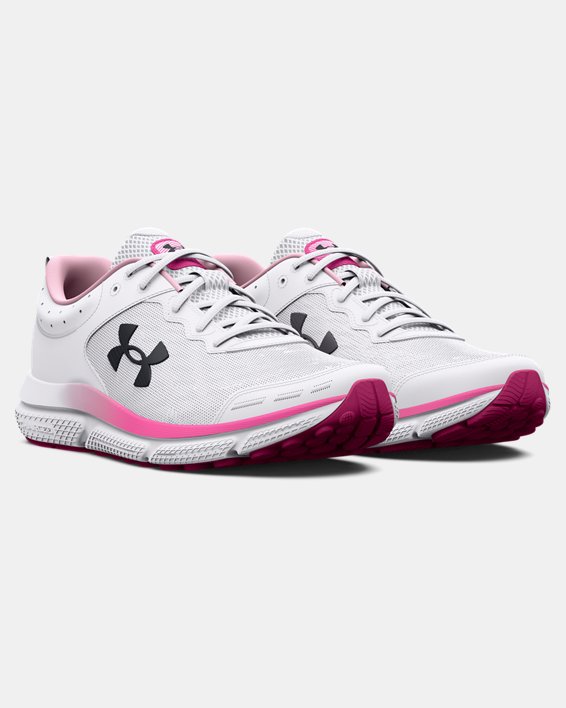 Women's UA Charged Assert 10 Running Shoes, White, pdpMainDesktop image number 3
